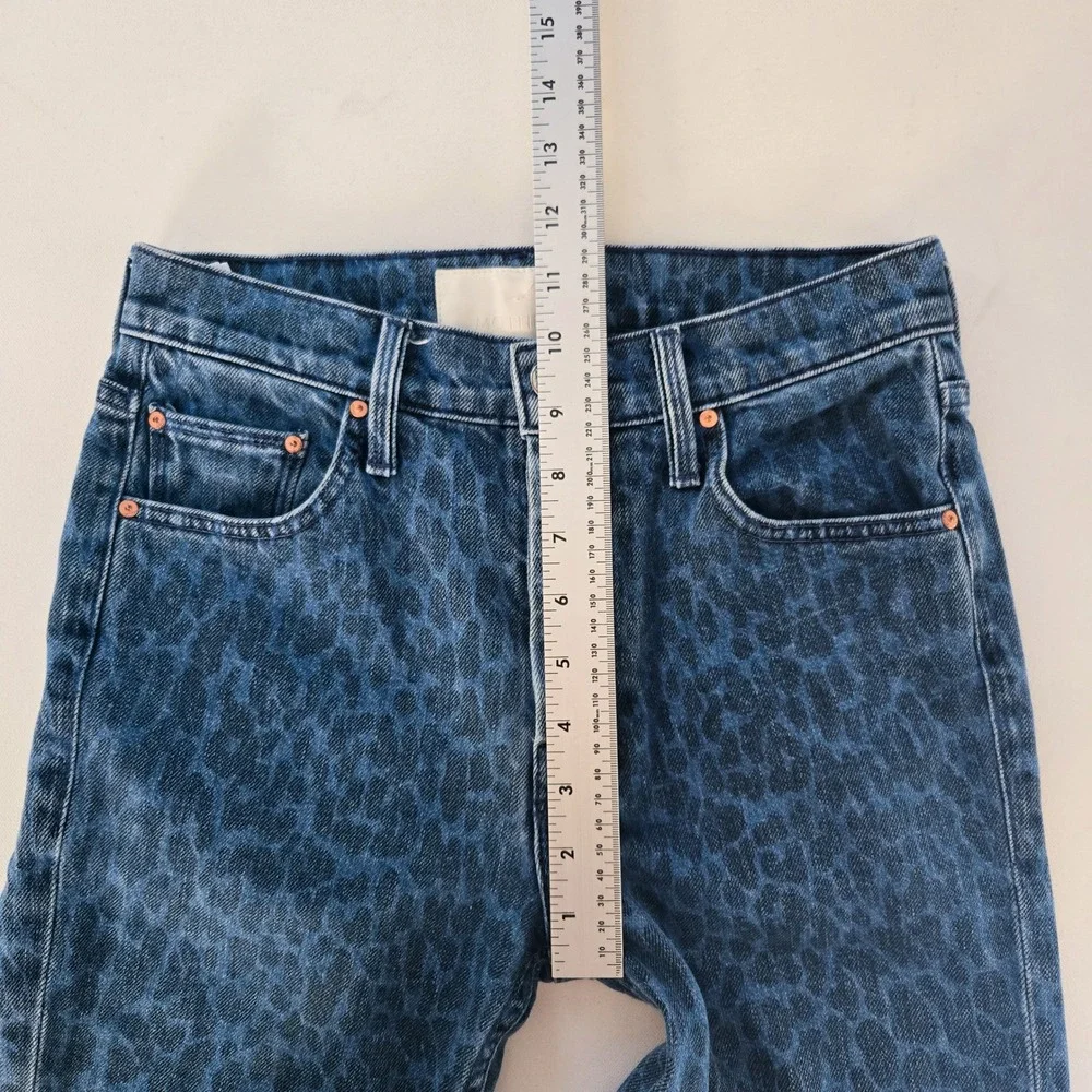 Mother‎ The Tomcat Ankle Jeans Women 25 Blue Leopard Animal Print Sinister Wash